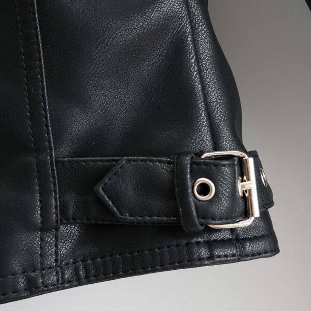 Modern Biker Chick Moto Faux leather Zipper Detail Motorcycle Jacket - Picture 9 of 12